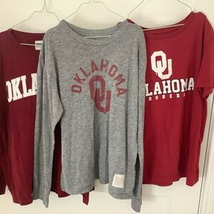 3 University of Oklahoma Tees, size 14, see measurements, gently worn cond.